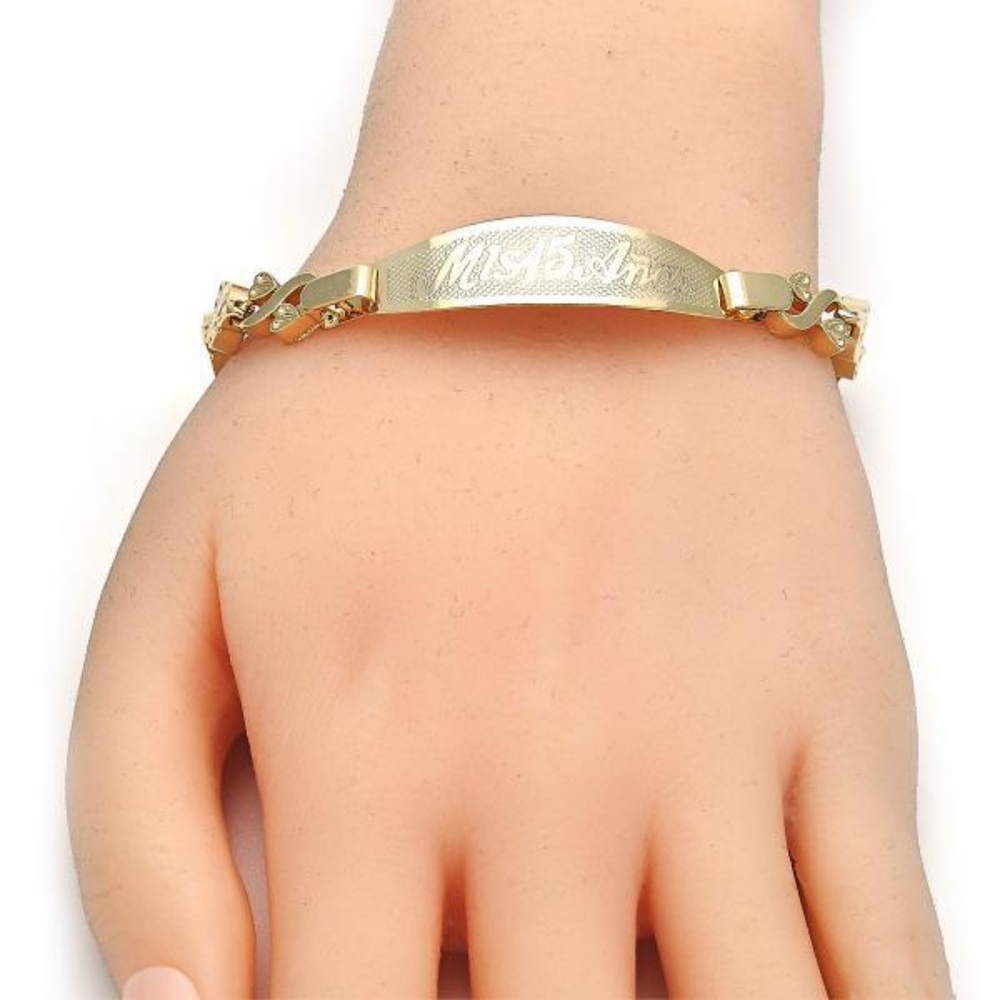 Gold Plated ID Bracelet, Heart Design - Picture 4 of 4